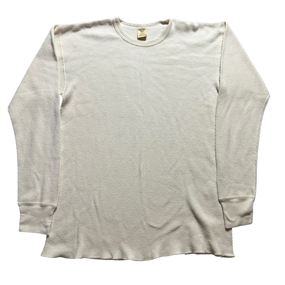 VTG St. Johns Bay Thermal Shirt Mens 2XL Off White Waffle Knit Long Sleeve Layer